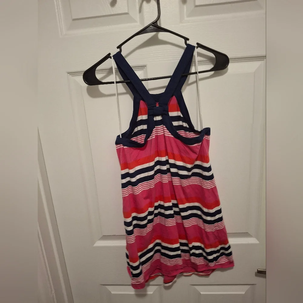 3/$15 kate spade Small‎ Pink Blue Striped Halter Neck Bow Accent Retro Tank Top
